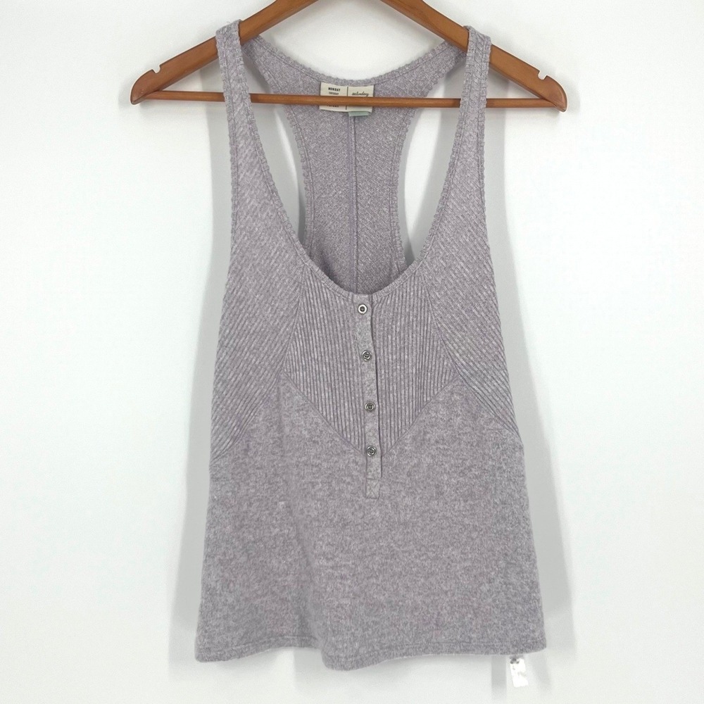 Saturday Sunday Anthropologie Tank Top Womens Small Lavender Henley Racerback